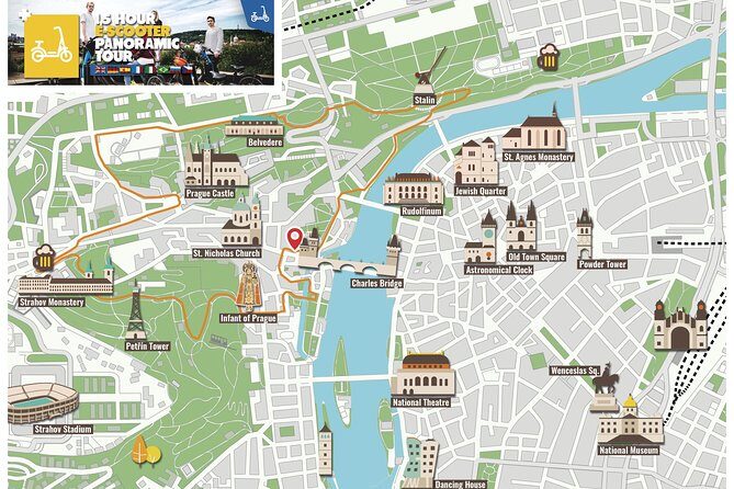 1.5h Prague E-Scooter Panoramic Tour small-group with PragueWay - Stop 2: Charles Bridge—old stones, statues, and that famous legend