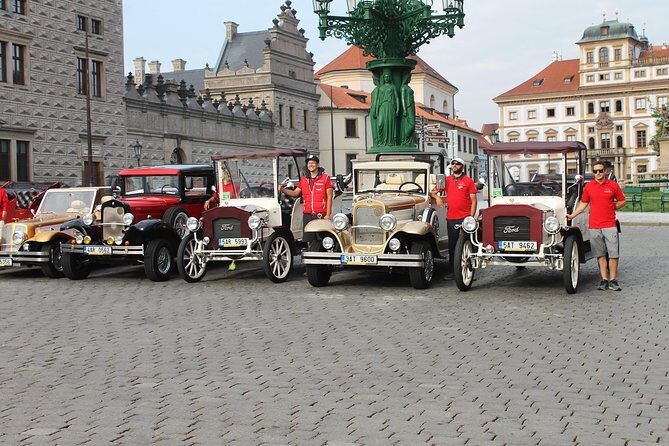 1,5 hour oldtimer convertible Prague sightseeing tour - Petřín Lookout Tower: the Eiffel-style viewpoint in Prague