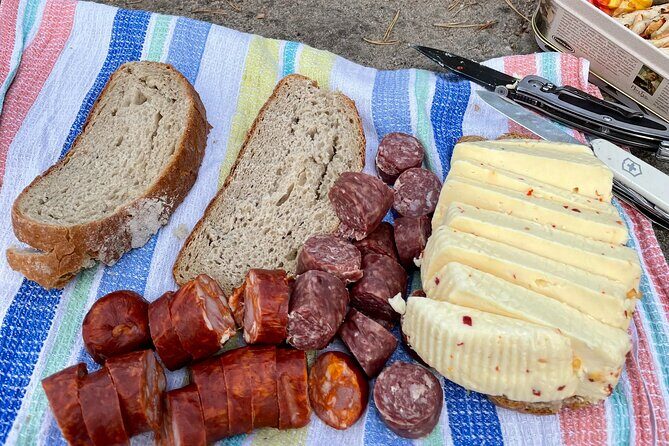 Czech countryside scenical hike to the castle, local deli tasting - The local deli tasting: cheeses, sausages, and Czech beer