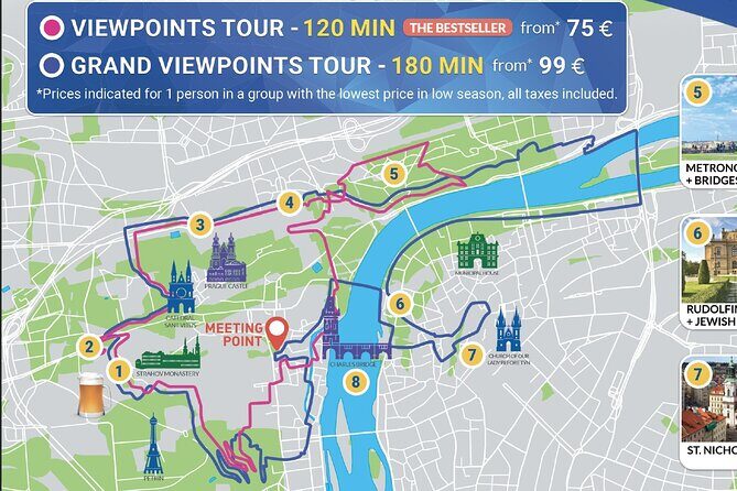 E-Bike, E-Scooter Viewpoint Fun Tour - Your route in plain language: Lennon Wall to Letná viewpoints