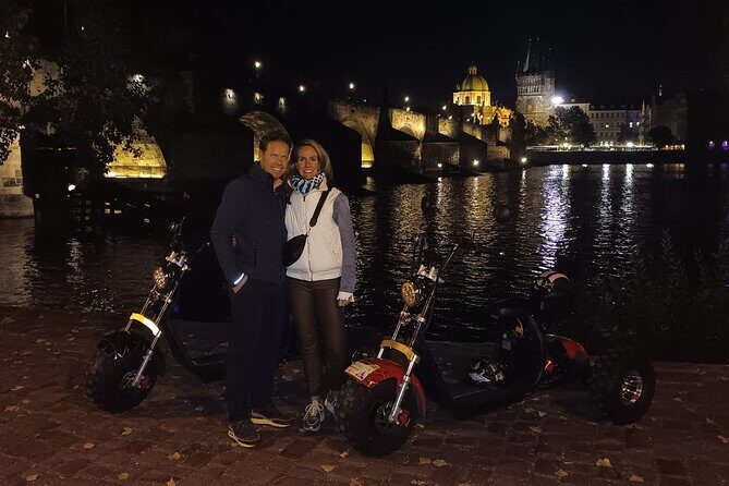 Electric Trike Night Tour in Prague - Live Guided - Charles Bridge by trike: river views without the bottleneck