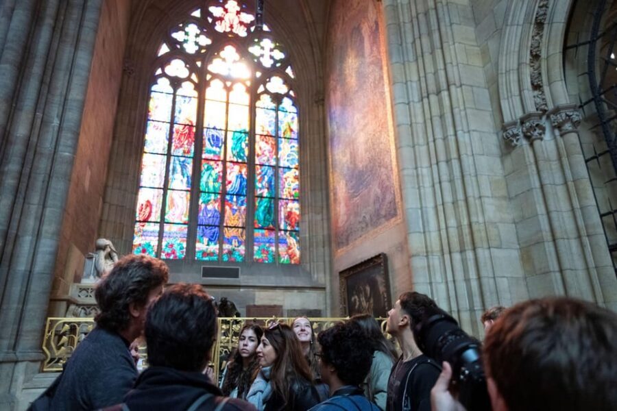 Prague Castle Interiors, Bus Tour and Vltava River Cruise - St. Vitus Cathedral: Gargoyles, Stained Glass, and the Last Judgment
