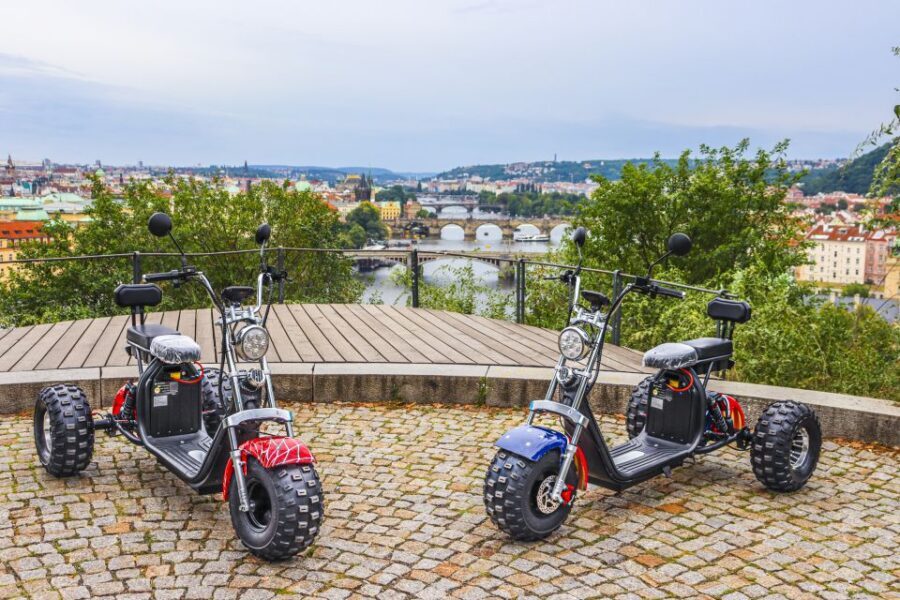 Prague City sightseeing in Night Trike Tour - Charles Bridge View and the Museum/Rudolfinum Outsides