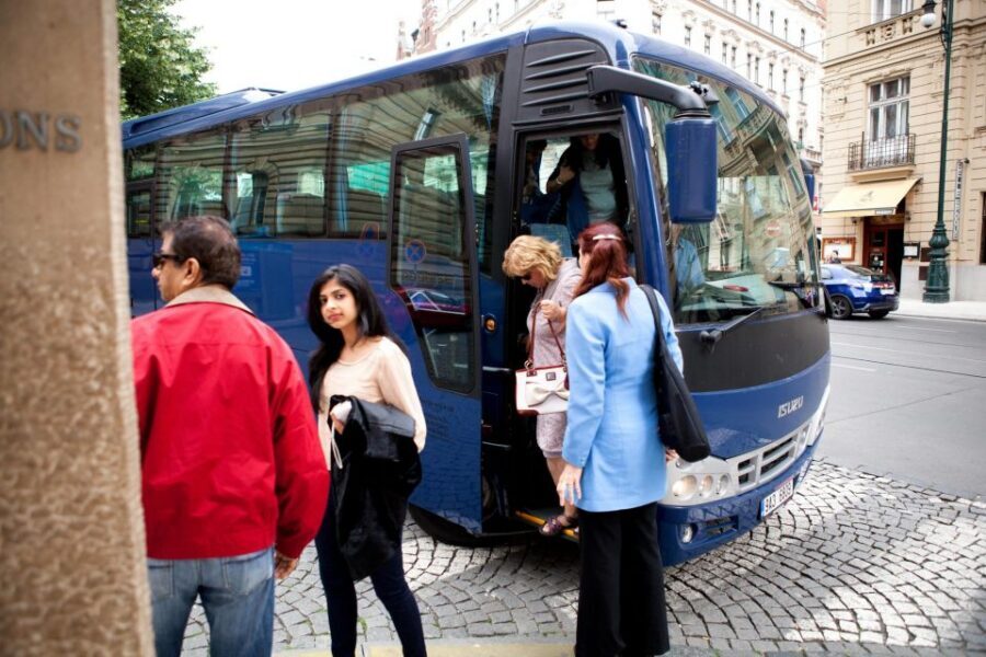 Prague City Tour with Vltava River Cruise - Minibus panoramas: National Theatre, Prague Castle views, and synagogue sights