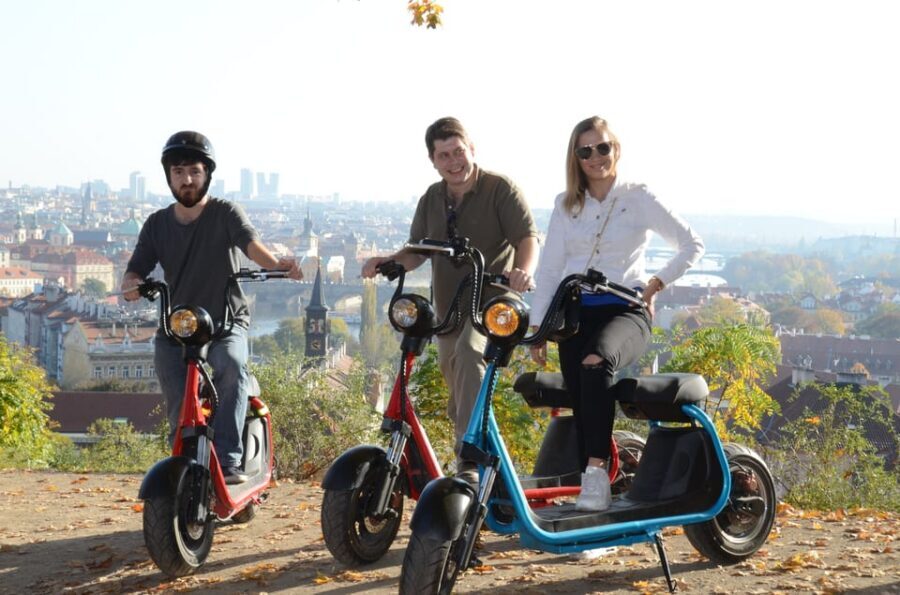 Prague Electric Scooter and eBike Grand Tour - Petřín Hill Park: the calmer viewpoint payoff