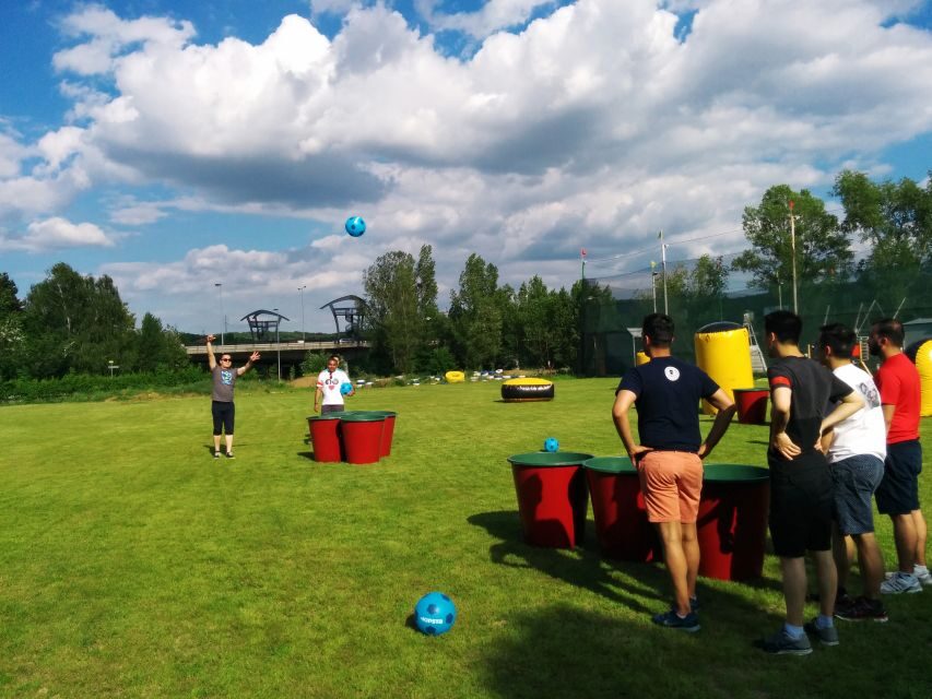Prague : Giant Foot Darts and Giant Beer Pong Game - Option 1: Giant Foot Darts + Giant Beer Pong (2 Hours, 2 Drinks)