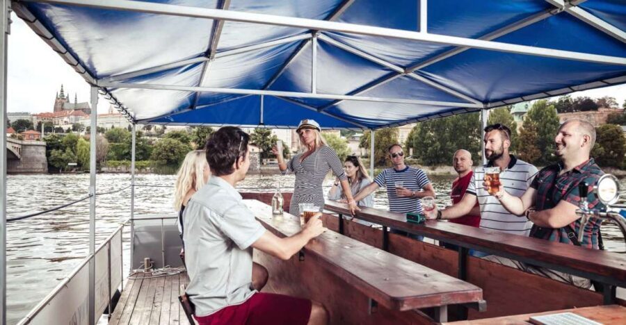 Prague: Private Cycle Boat River Tour with Beer or Prosecco - Meeting the crew: finding the blue-roof boat fast