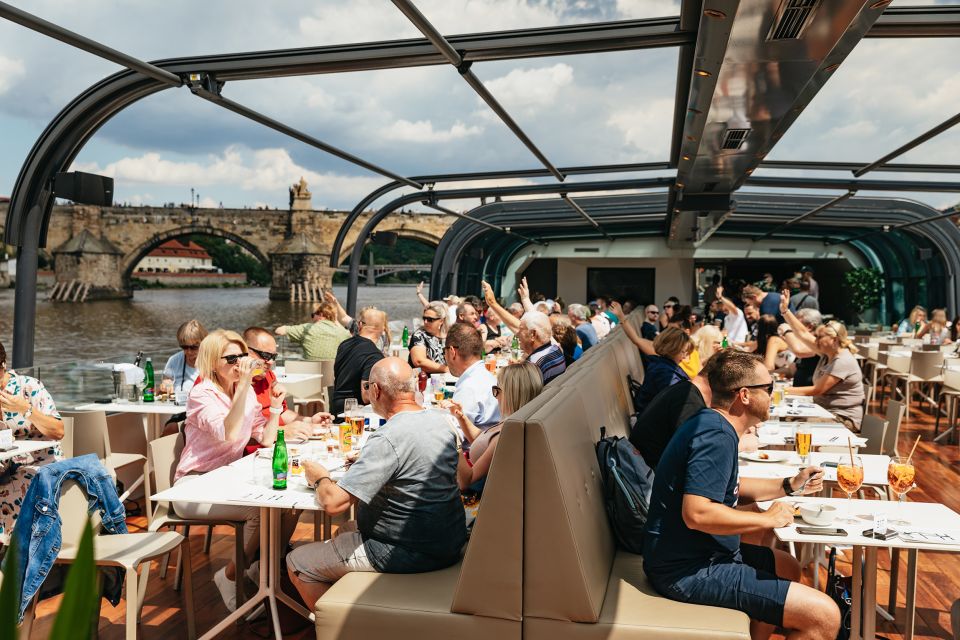 Prague: Vltava River Lunch Cruise in an Open-Top Glass Boat - Window views, open-top comfort, and staying warm