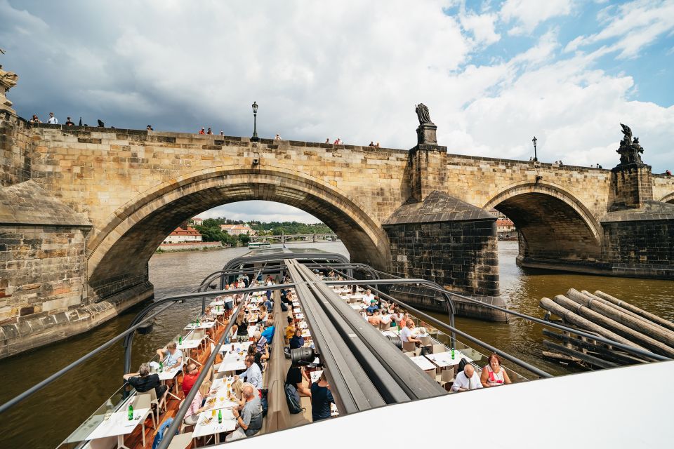 Prague: Vltava River Lunch Cruise in an Open-Top Glass Boat - Prague Castle, the National Theater, and the classic river silhouette