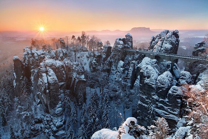 Pravcicka Gate & Bastei Bridge Winter National Park Tour from Prague - Winter Czech Switzerland to Saxon Switzerland: the big idea