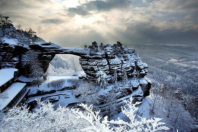 Pravcicka Gate & Bastei Bridge Winter National Park Tour from Prague - Bastei Bridge in Saxon Switzerland: canyon views and rock-rim drama